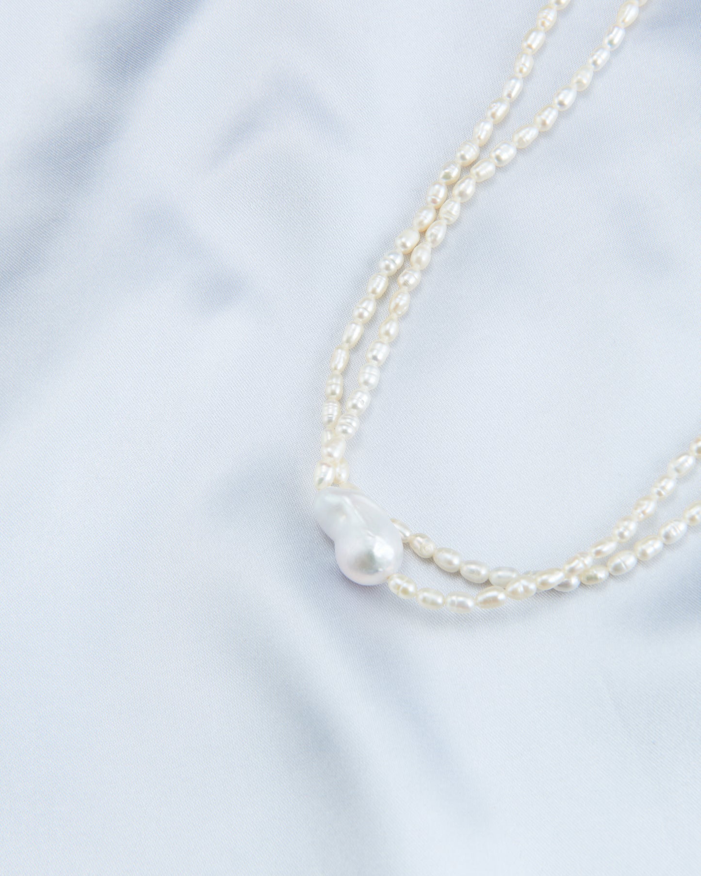 Double layer Big Bead Baroque Pearl Necklace