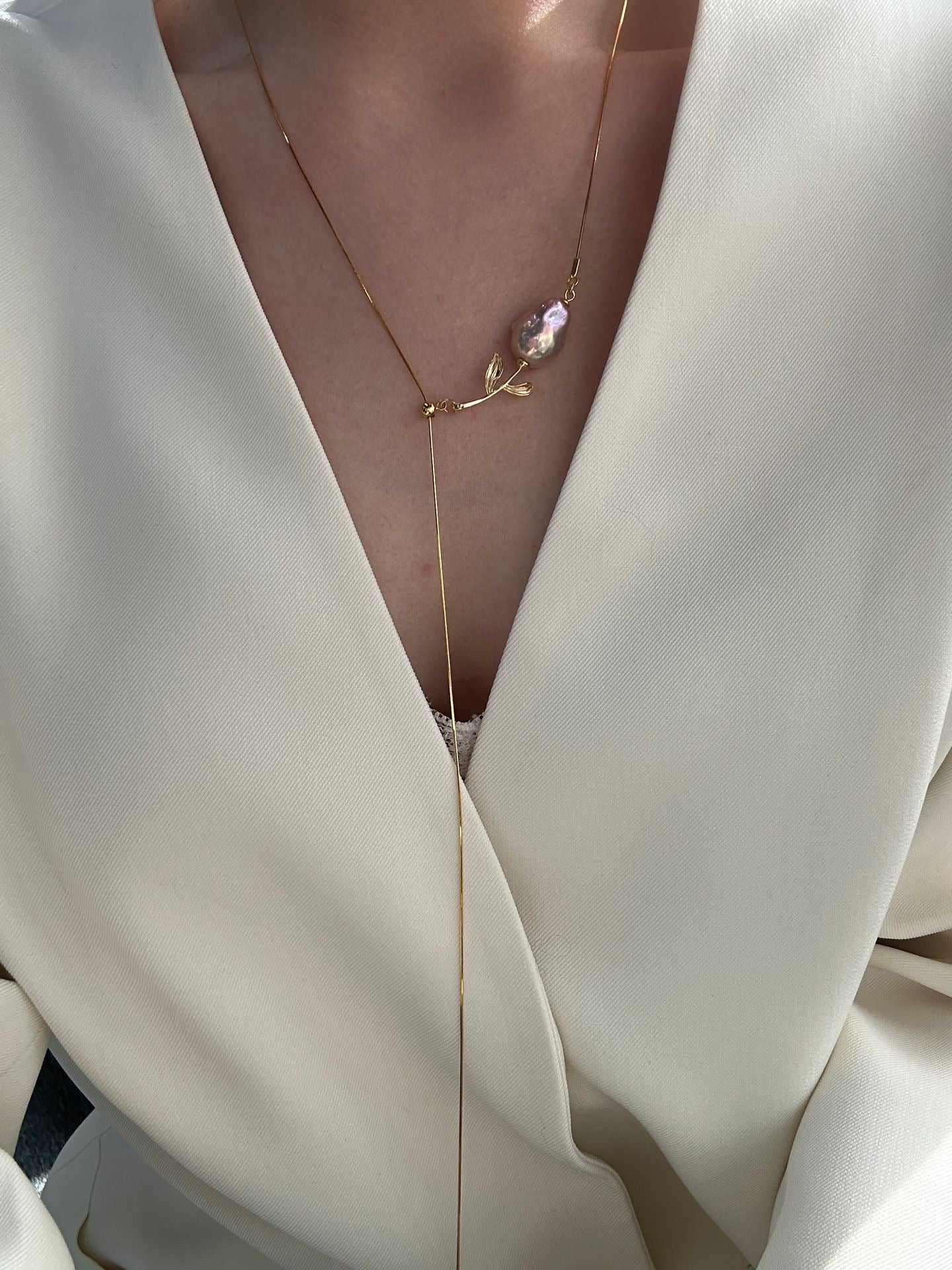 Pink Rose Baroque Pearl Necklace