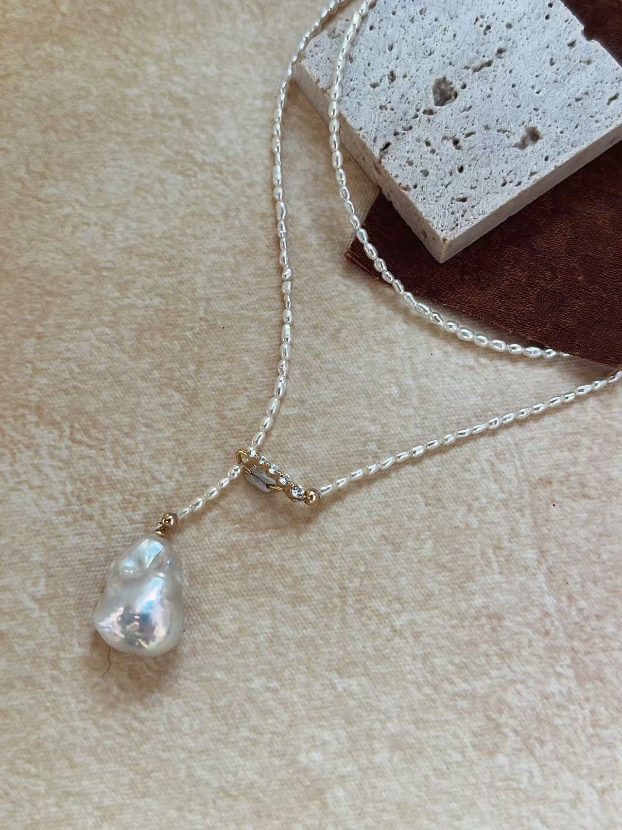 Large Baroque Pearl Adjustable Necklace