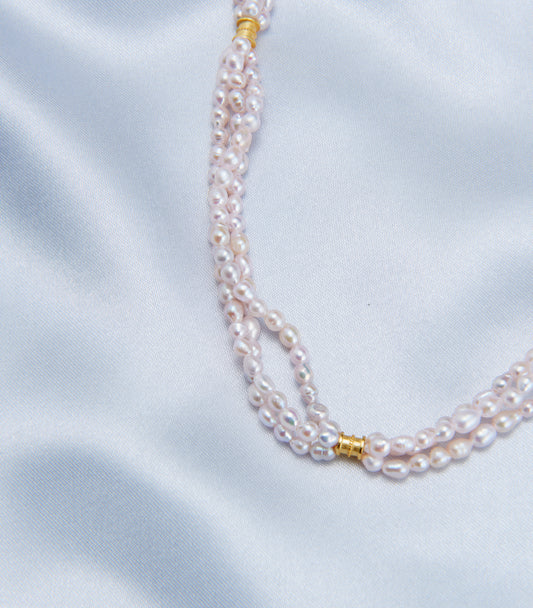 Fairy Blush Triple-Strand Pearl Necklace