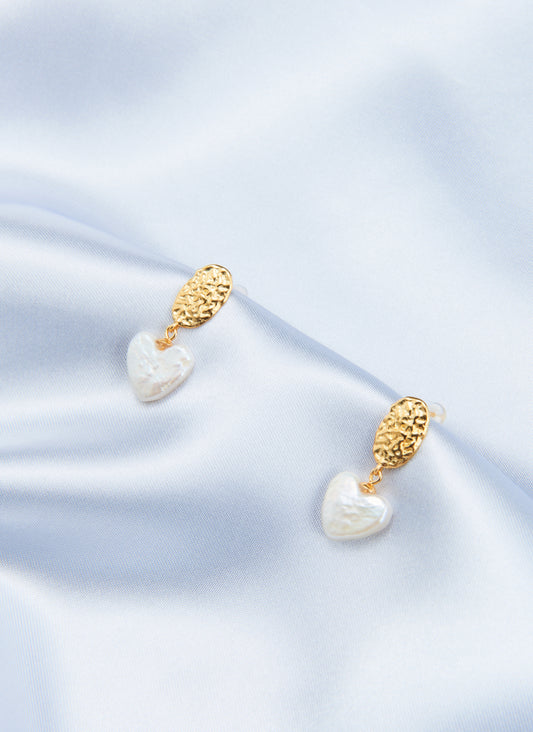 Vintage Heart Pearl Earrings