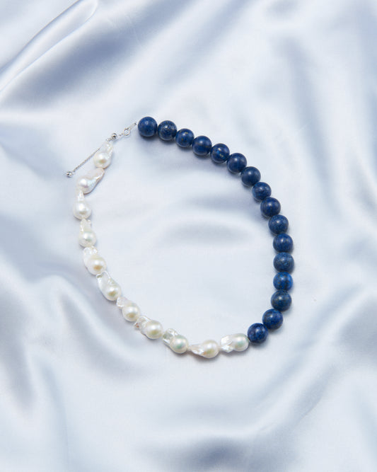 Baroque Pearl Lapis Lazuli Statement Necklace