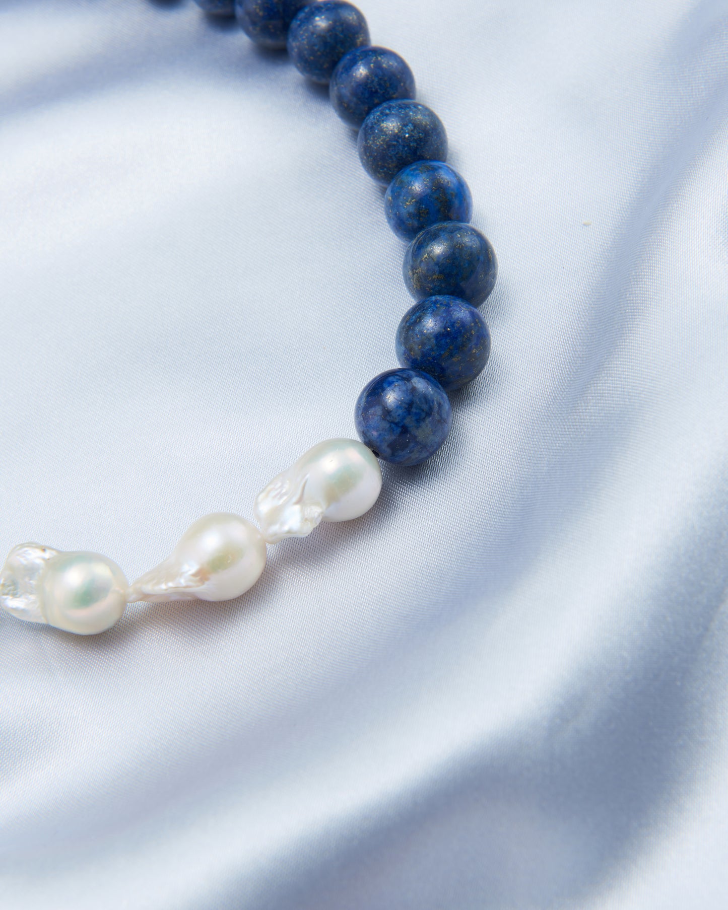 Baroque Pearl Lapis Lazuli Statement Necklace