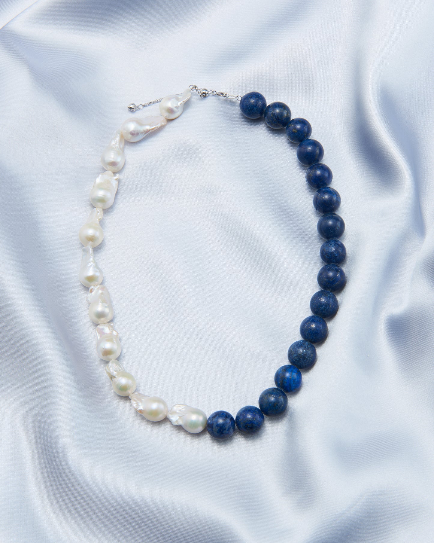 Baroque Pearl Lapis Lazuli Statement Necklace