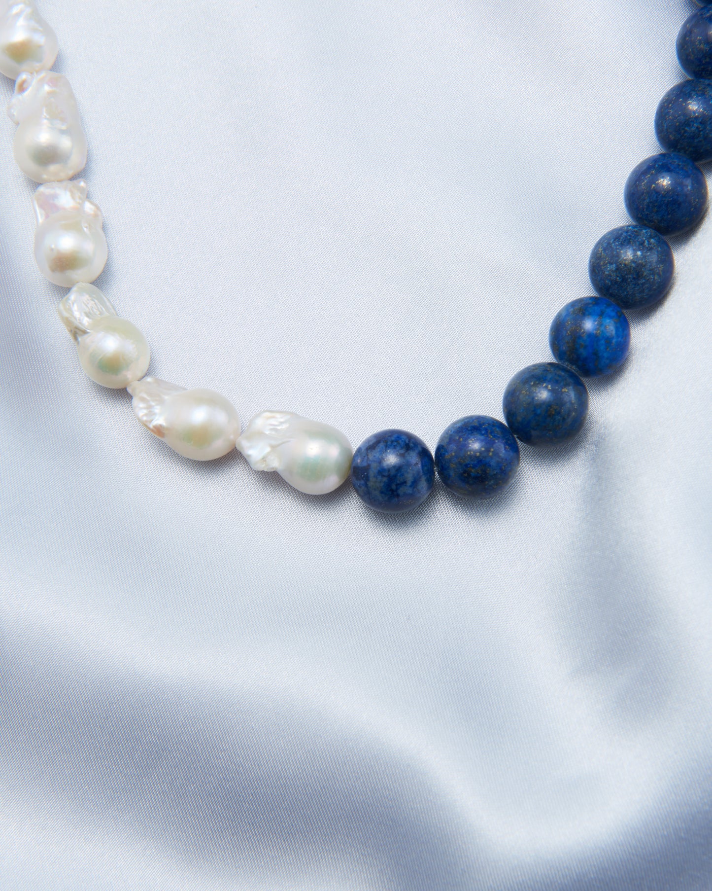 Baroque Pearl Lapis Lazuli Statement Necklace