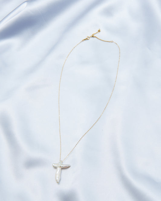 Cross Baroque Pearl Necklace