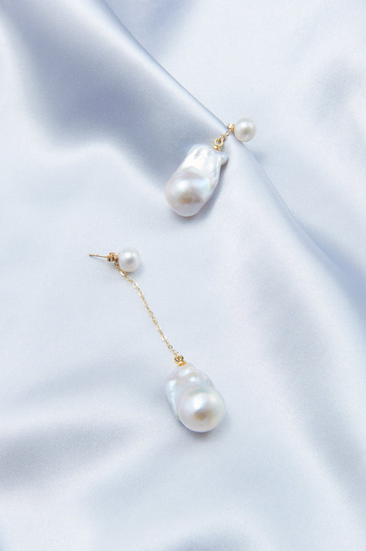 Baroque Pearl Long Short Earring