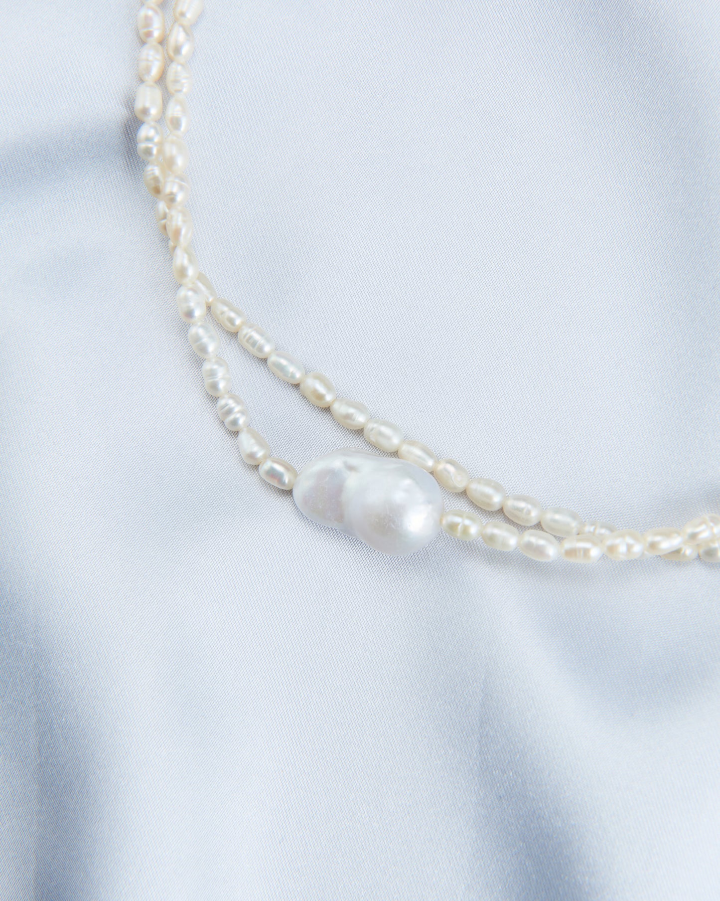 Double layer Big Bead Baroque Pearl Necklace