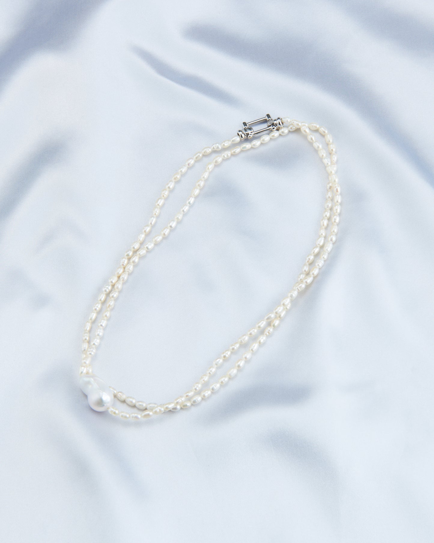 Double layer Big Bead Baroque Pearl Necklace