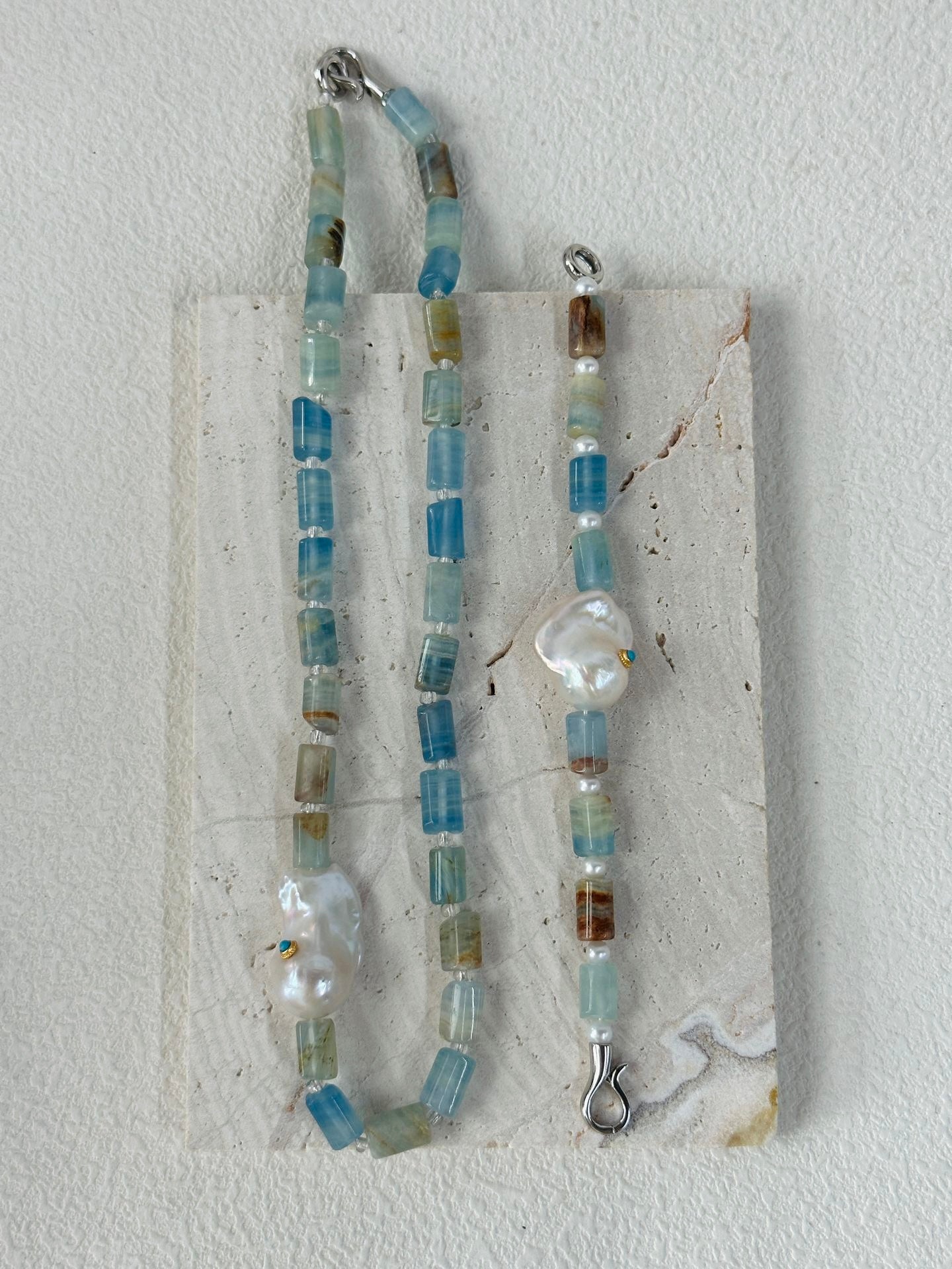 Blue Turquoise Baroque Pearl Necklace
