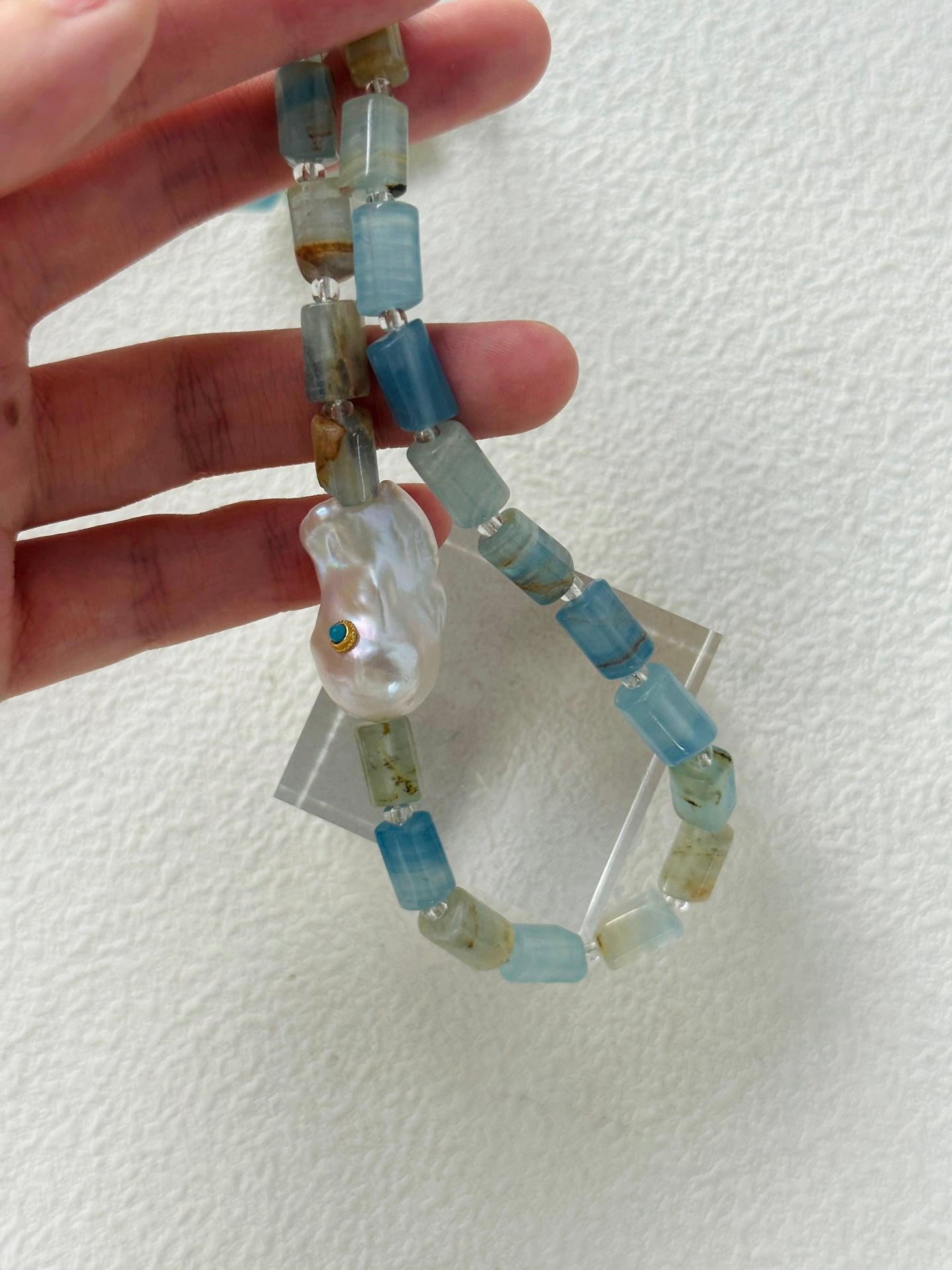 Blue Turquoise Baroque Pearl Necklace