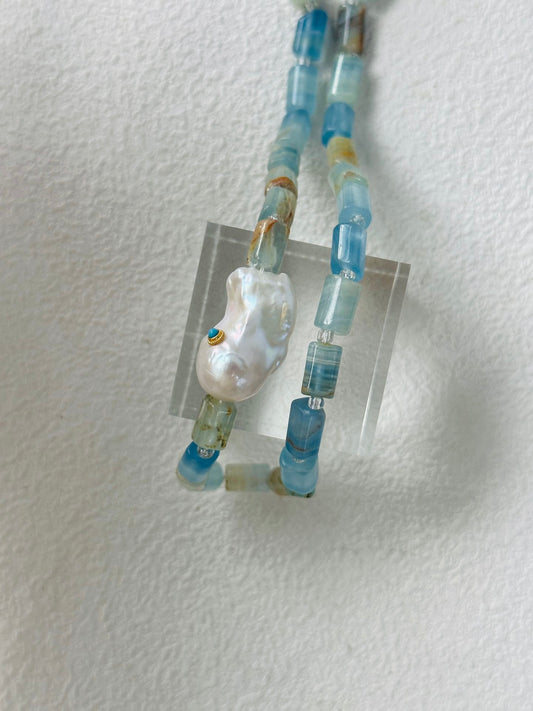 Blue Turquoise Baroque Pearl Necklace