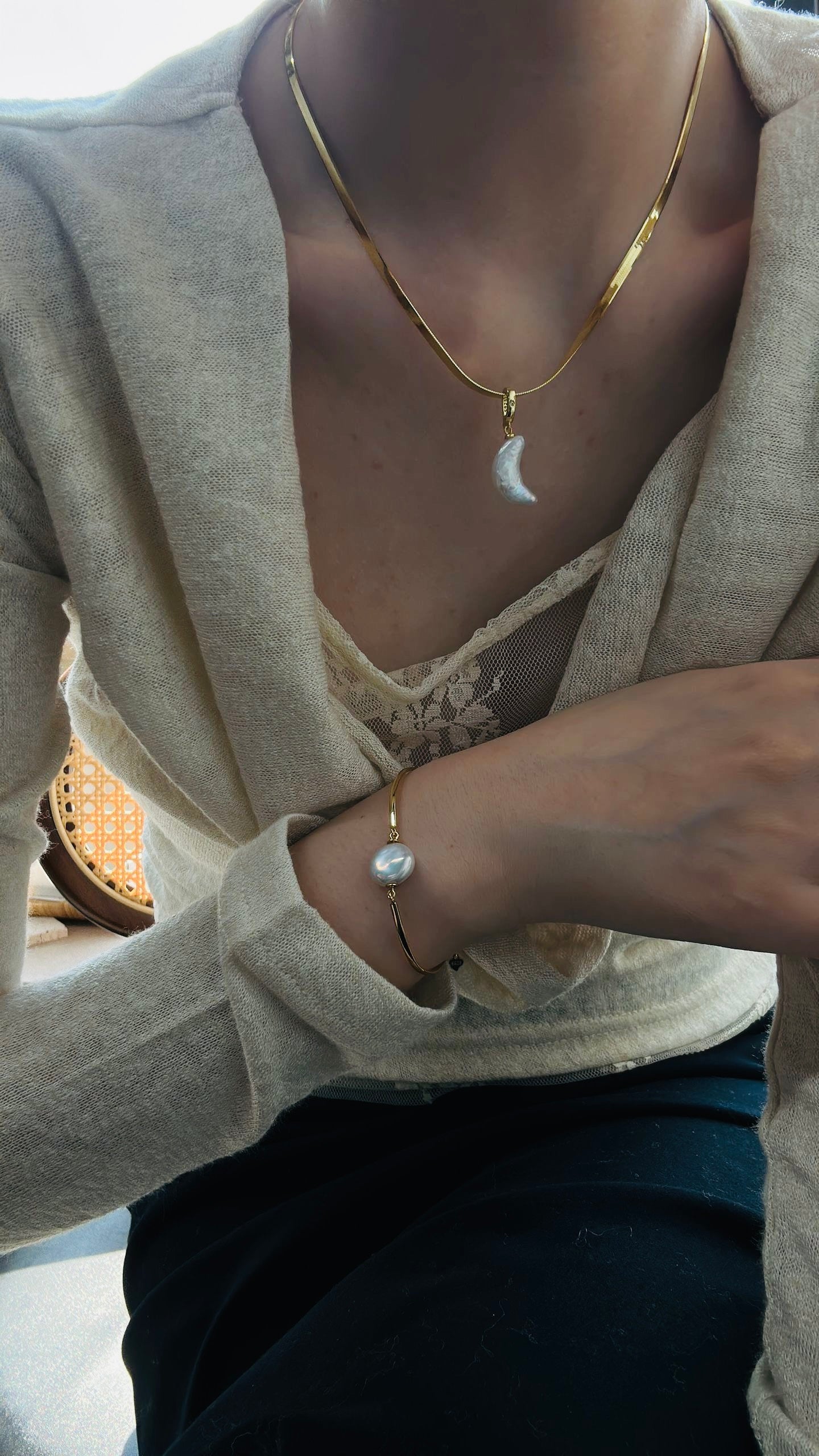 Moon Baroque Pearl Necklace