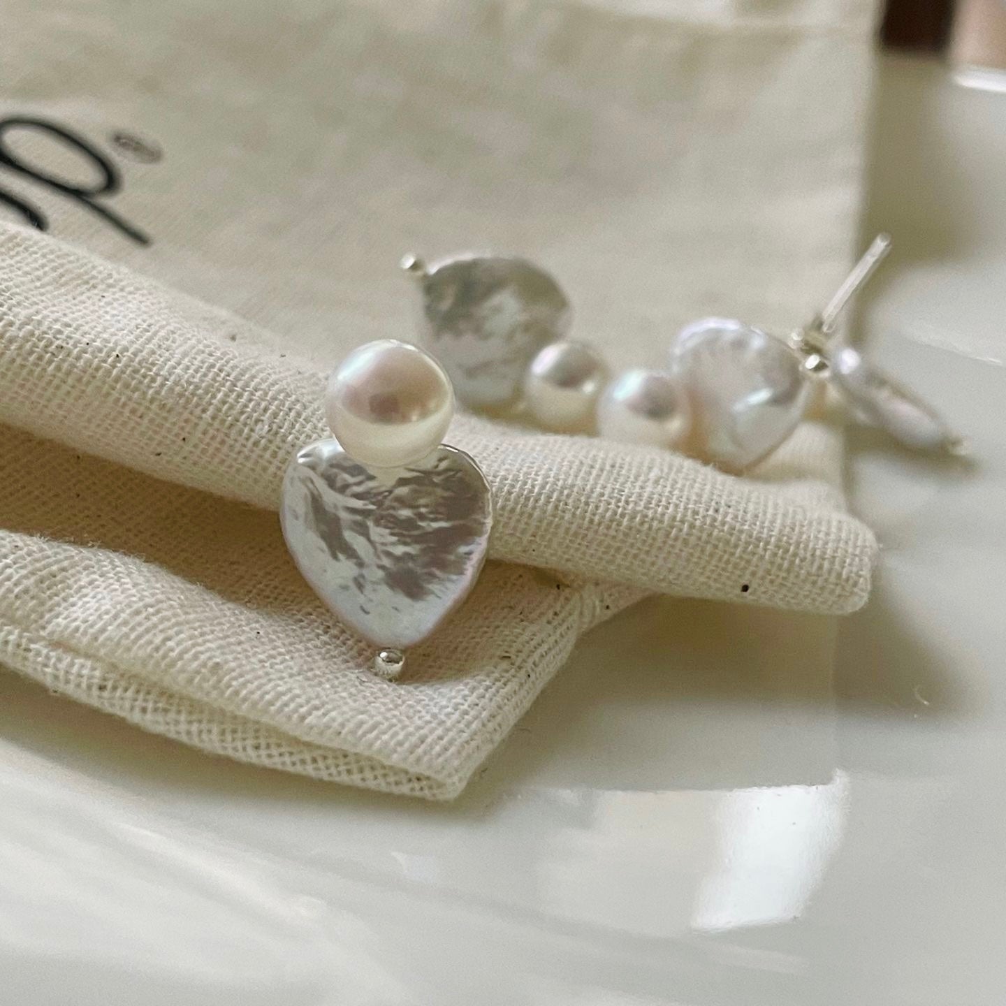 Heart Round Baroque Pearl Earrings