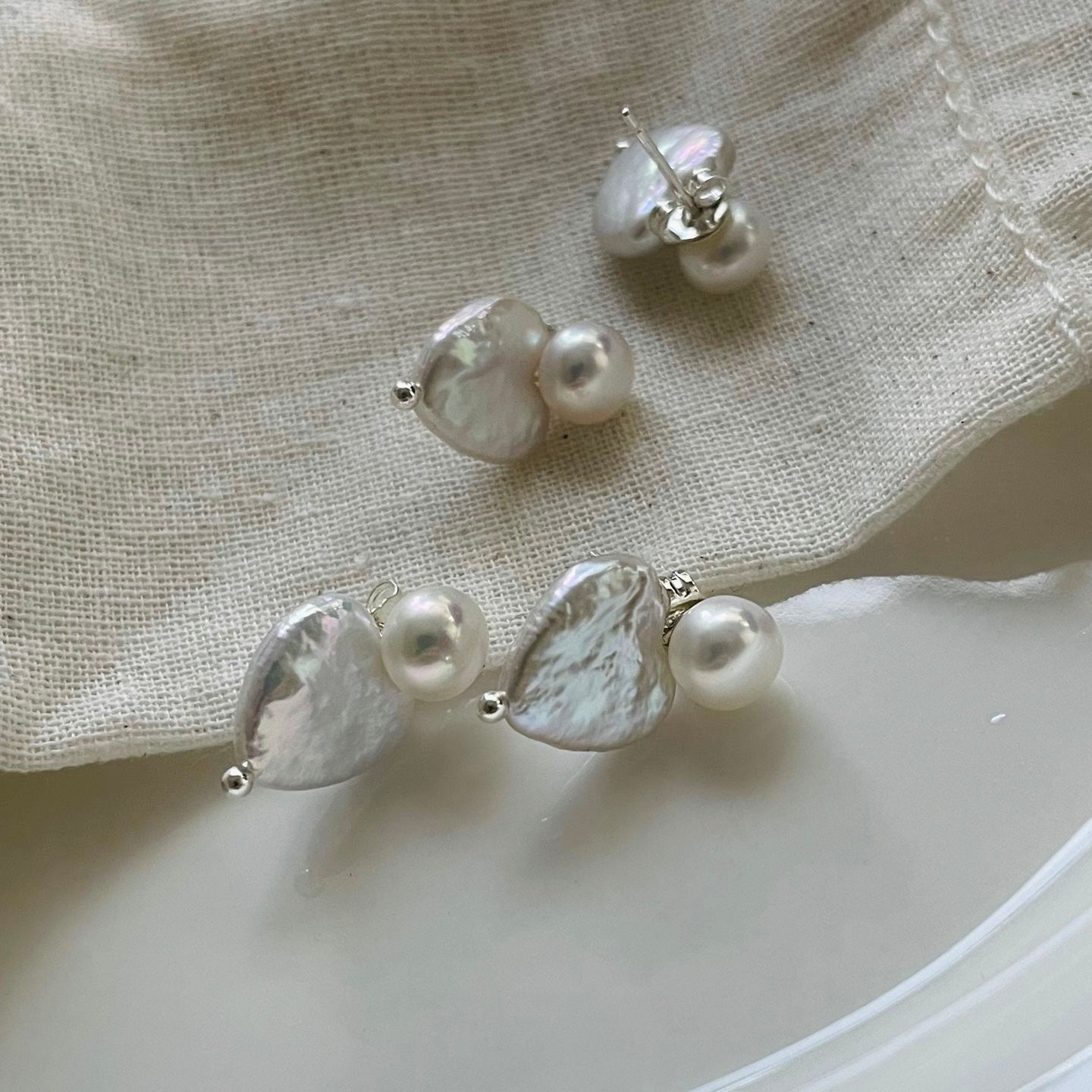 Heart Round Baroque Pearl Earrings