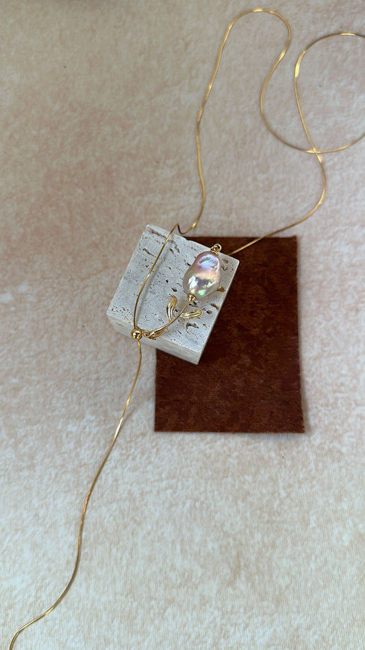 Pink Rose Baroque Pearl Necklace