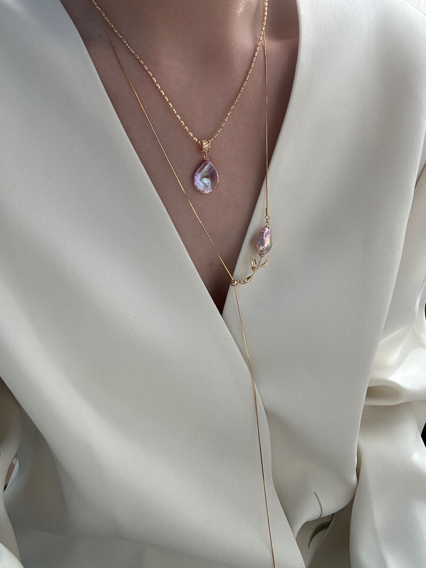 Pink Rose Baroque Pearl Necklace